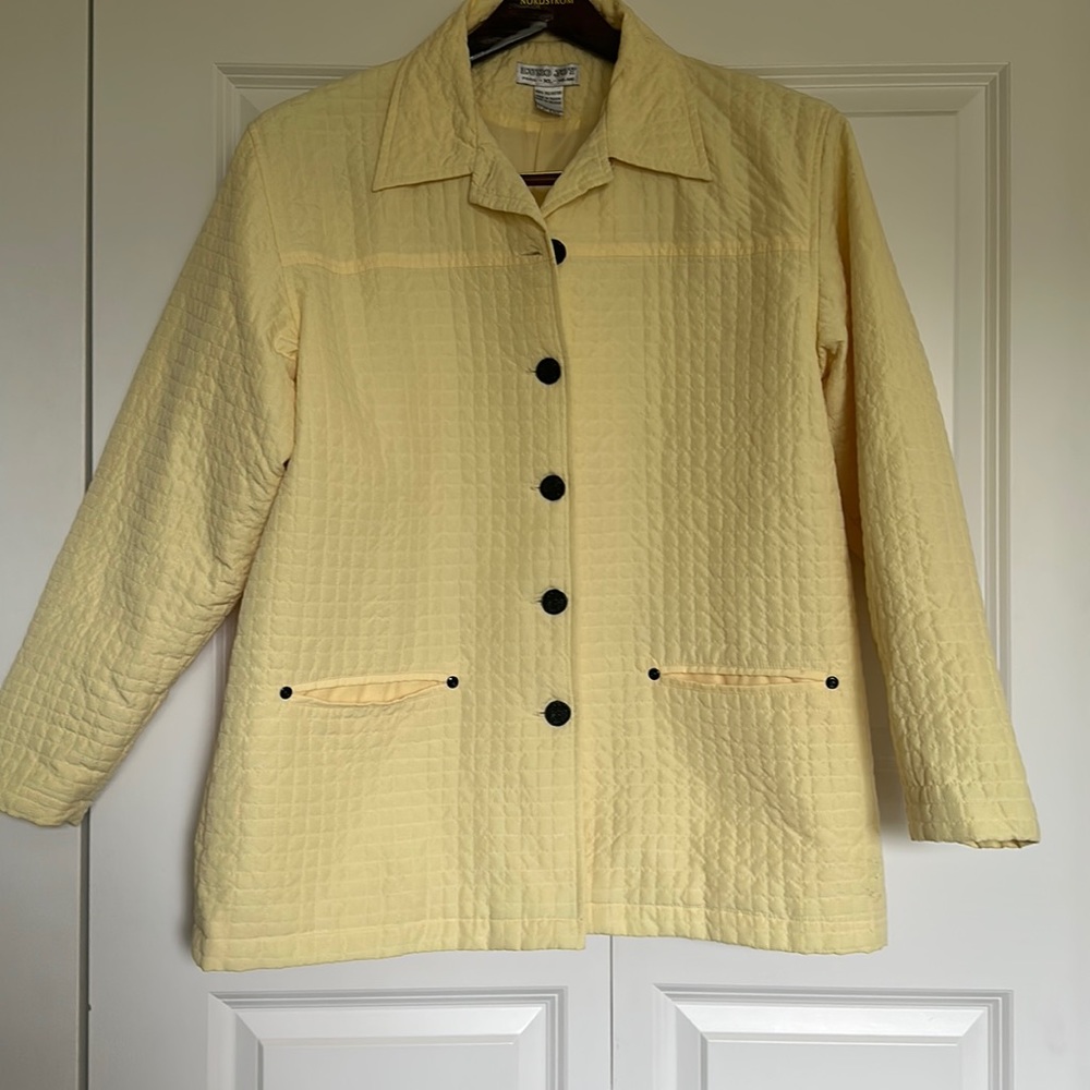 Quilted chore jacket soft yellow Euro Joy Paris Milano XL fully lined.